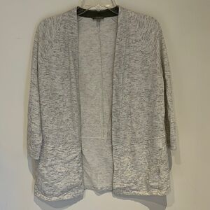 Talbots Women's Medium, Marbled Gray Open-Front Cardigan Sweater with Pockets